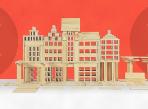 budowla z drewnianych klocków