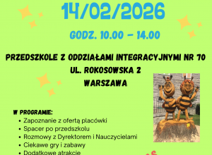 Ogłoszenie o dniu otwartym dla rodziców, który odbędzie się 14 lutego 2026r. w godzinach 10:00 - 14:00