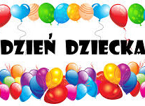 napis dzień dziecka otoczony balonami